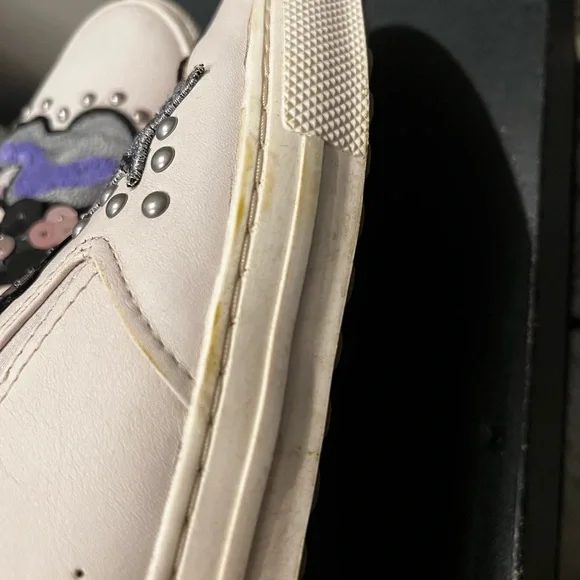 Coach Women’s Sz 11 White Leather Slip On Sneakers Star Embellishment Sequin - Picture 12 of 12